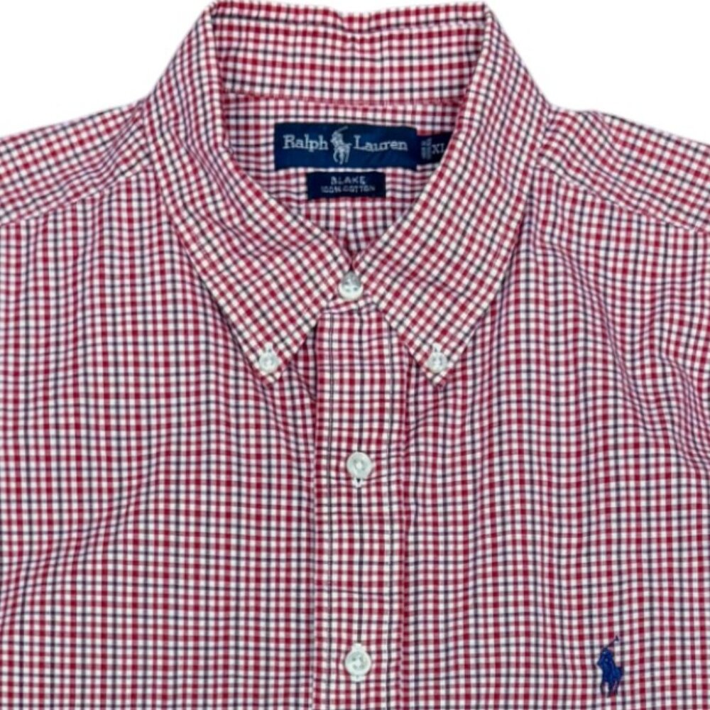 RALPH LAUREN Men's EUC Blake Cotton Gingham Short‎ Sleeve Shirt | Size XL
